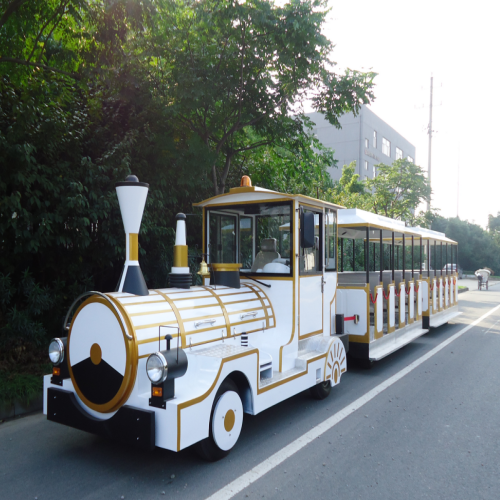 白色主題無(wú)軌觀光小火車(chē)
